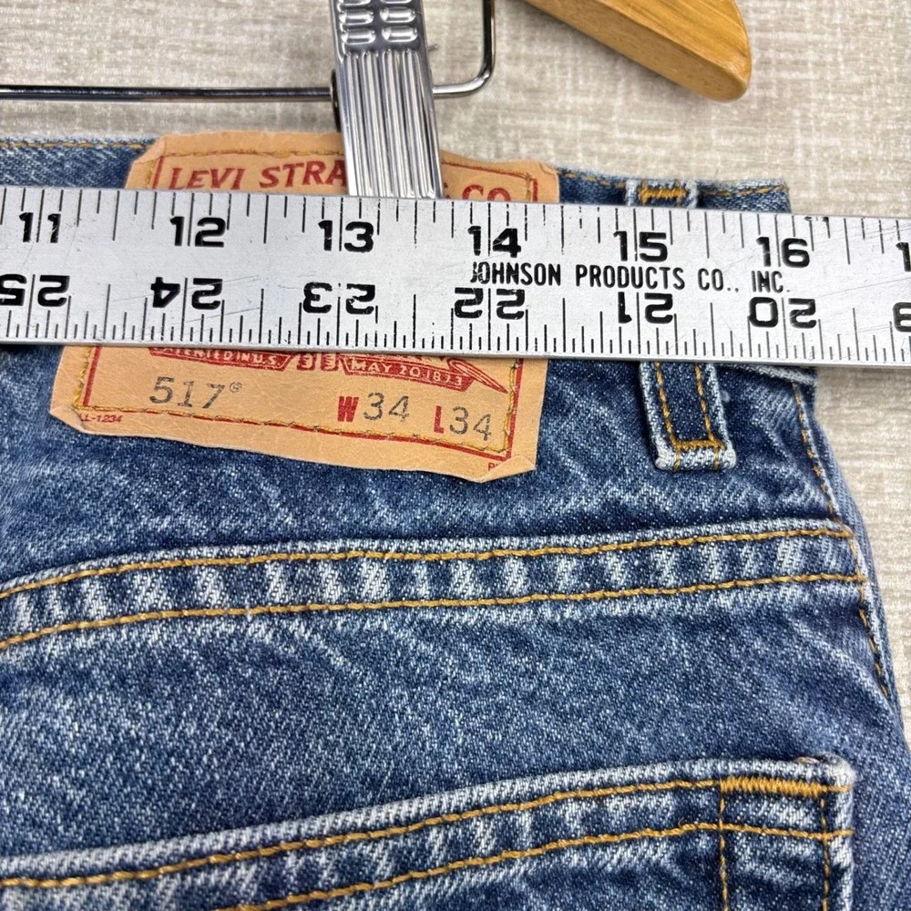 Vintage Levis 517 Mens 34x34 Bootcut Jeans Thigh Faded Festival Denim